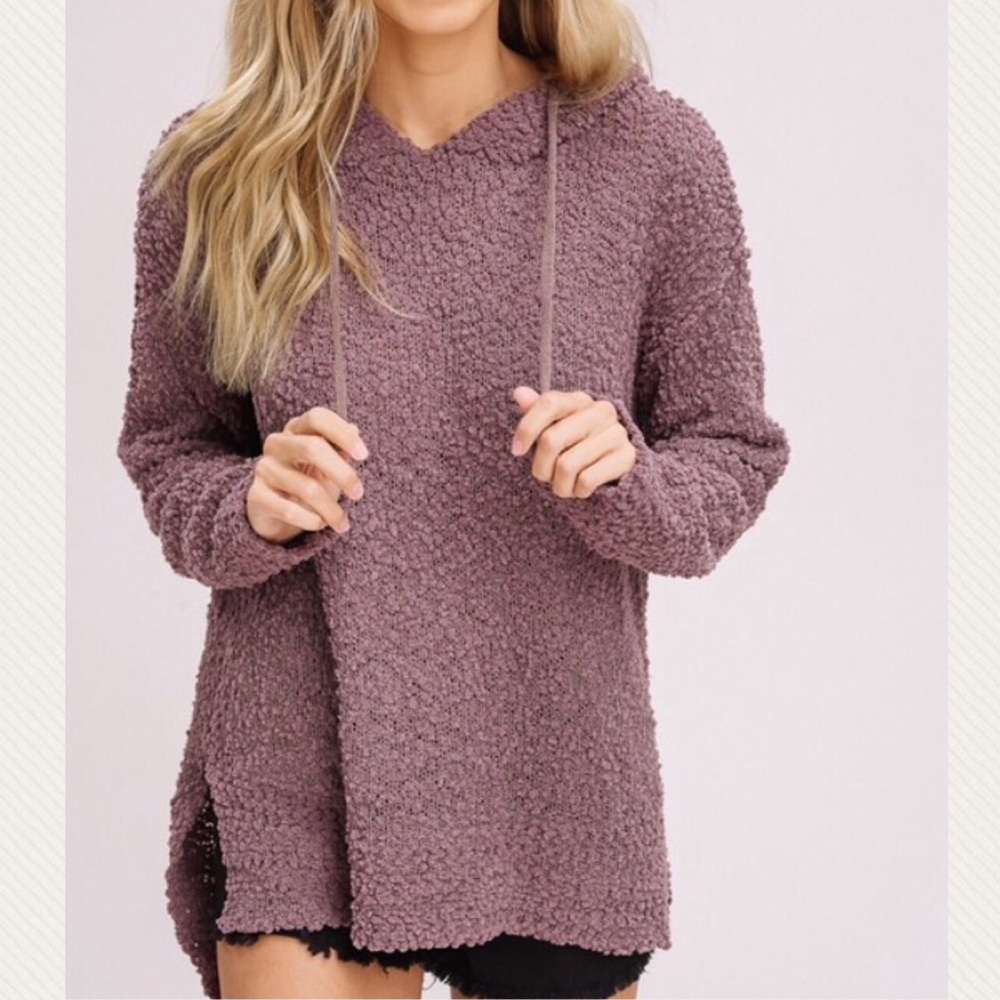 Last Medium Mocha Popcorn Texture Hoodie Sweater - Picture 2 of 8